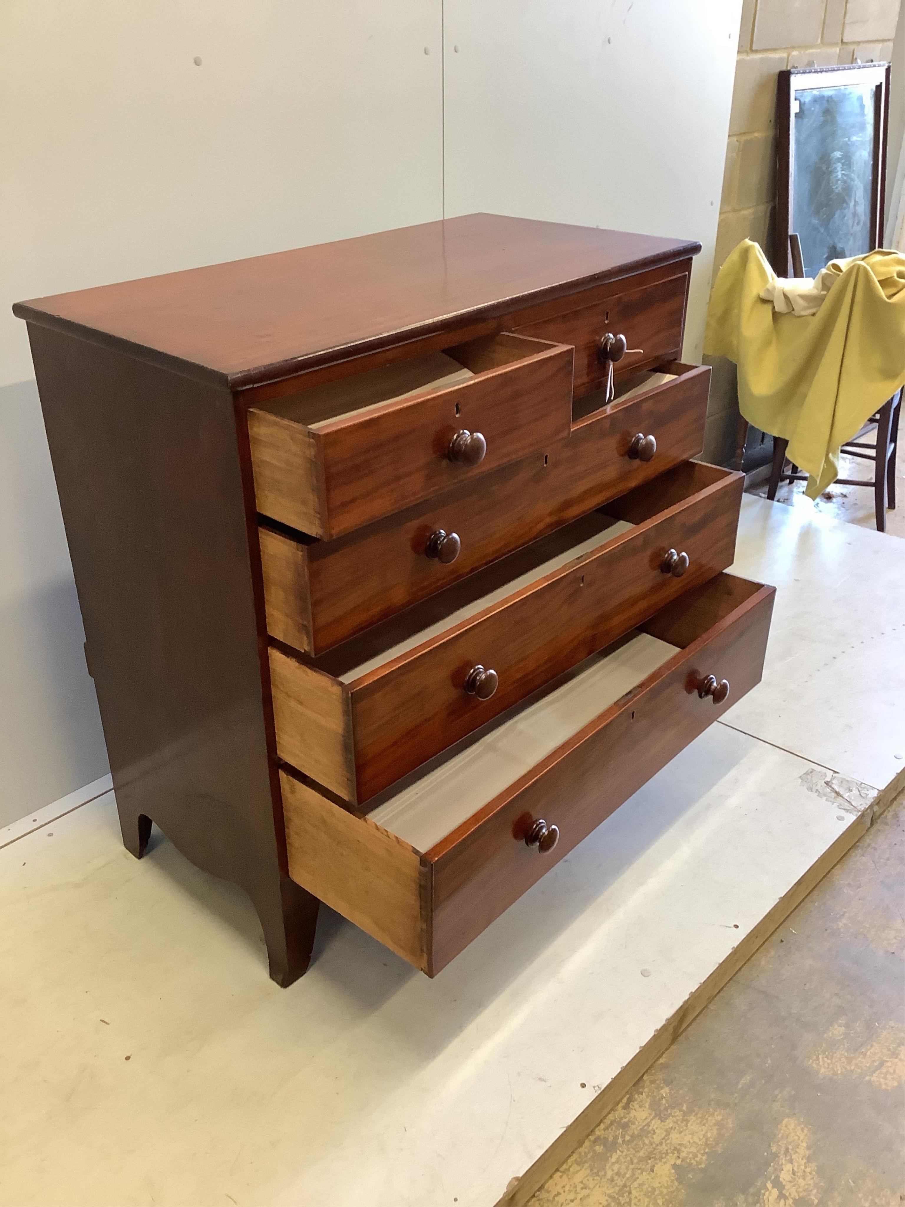 A Regency mahogany chest of drawers, width 105cm, depth 52cm, height 103cm. Condition - good